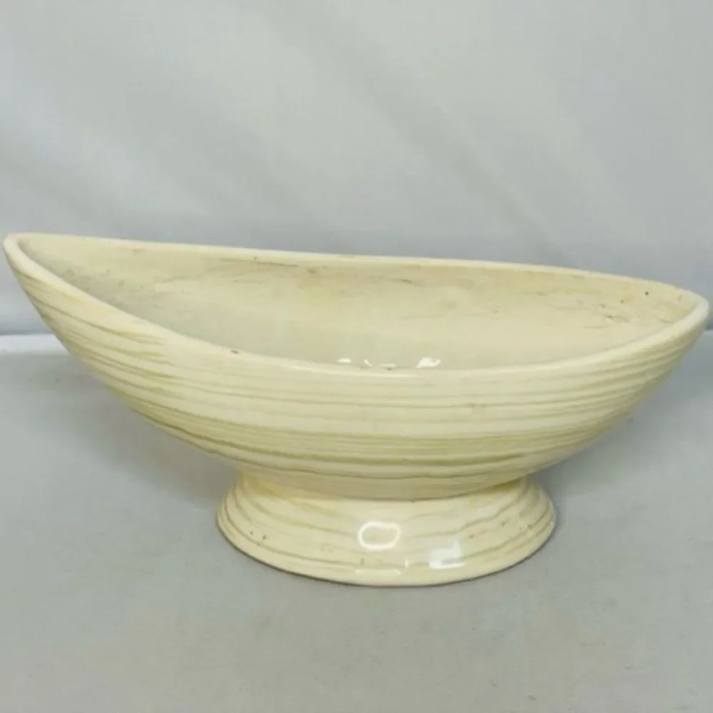 MCM McCoy Pottery Harmony Line White & Green Bowl - Planter - 9.25" Mid Century